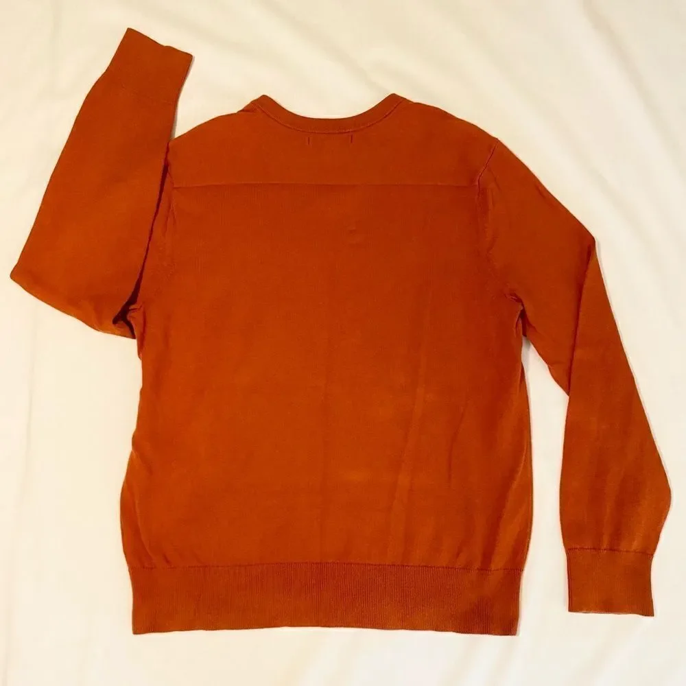 Banana Republic cotton cashmere orange v-neck sweater. Size Large